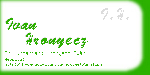 ivan hronyecz business card