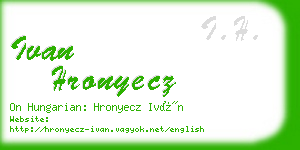 ivan hronyecz business card